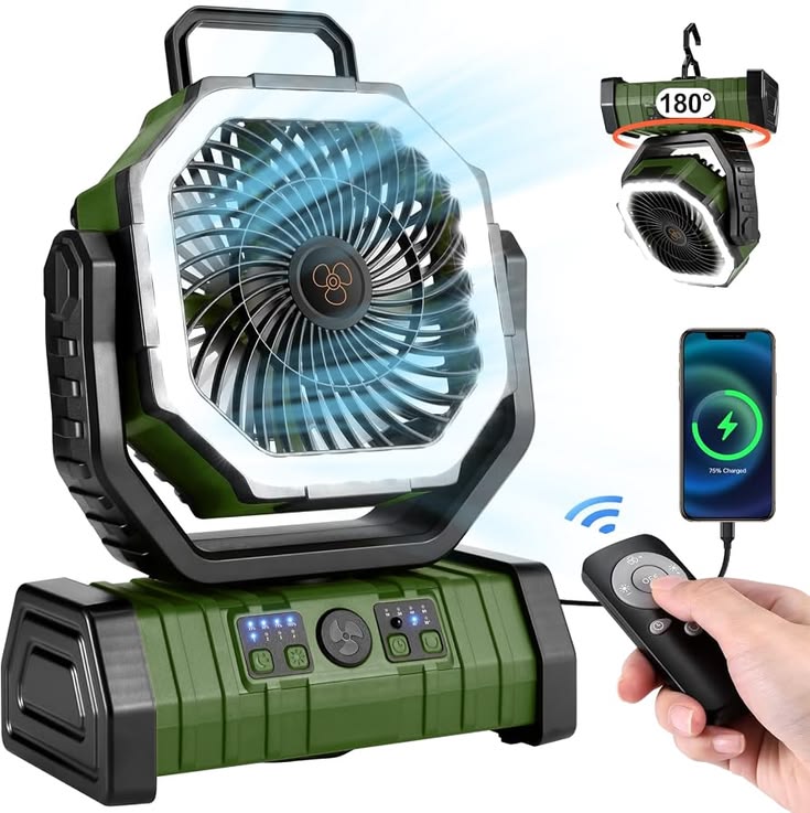 Solar Camping Fan with LED Light