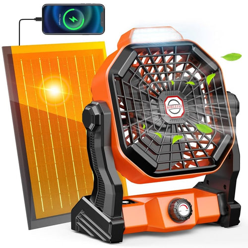 Solar Camping Fan with LED Light