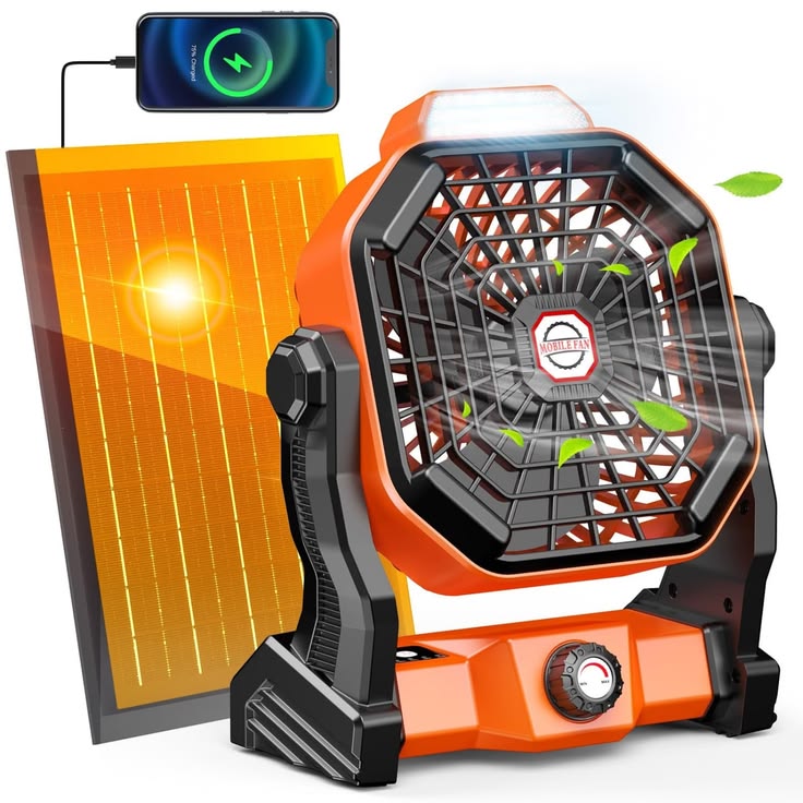 Solar Camping Fan with LED Light
